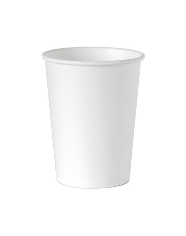 Vienkartinės popierinės baltos stiklinės 250 ml, 100 vnt.